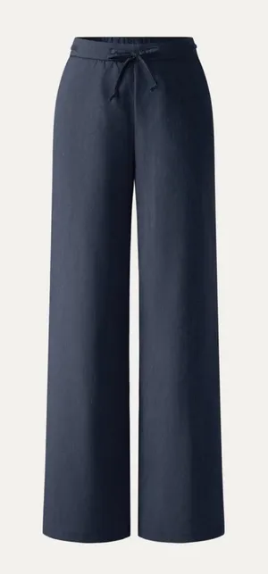OGL Move Navy Blue High Rise Wide Leg Trousers Elastic Waist Pockets Size M New thumbnail 1