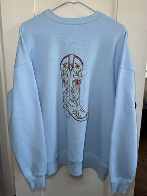 Cowboy Boot Embroidered Sweatshirt XS Western Cowgirl thumbnail 4