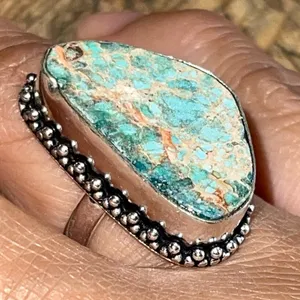 Blue Sea Sediment Jasper Emperor Ring 7 1/4 thumbnail 1