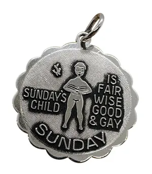 Vintage Sarah Coventry Sunday's Child Silver‎ Tone Scalloped Charm Pendant 229 thumbnail 1