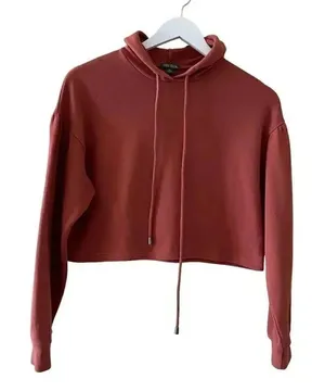 Wild Fable Cropped Boxy Hoodie Loopback Brown Soft Cozy Womens Sweatshirt SZ XS thumbnail 1