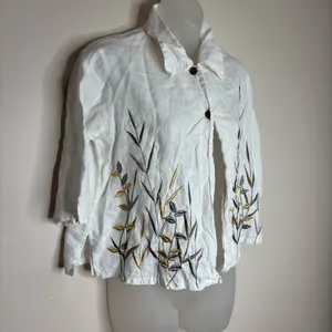 100% pure Linen Boho embroidered tropical white top 4 By Northern Isles thumbnail 2