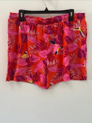 Cuddl Duds Pajama Set Cozy 2pc Tank Top Shorts NEW Pink Orange Bird Paradise L thumbnail 8