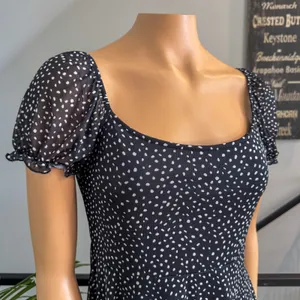 Altar'd State Black White Polka Dot Fit & Flare Puff Sleeve Mini Dress - Large thumbnail 5