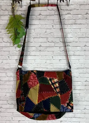 Boho Patchwork Print Messenger Crossbody Bag Red thumbnail 1