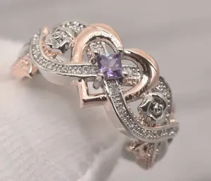 Gorgeous Gold and Purple with CZ Diamonds Size 7 thumbnail 1