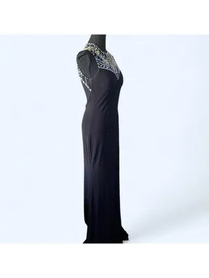 Vintage Y2K Betsy & Adam Beaded Evening Gown Size 6 🖤 thumbnail 3