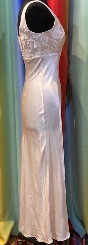 Vtg 90s Rampage bias cut satin damask prom maxi slip dress mermaid gown wedding thumbnail 2