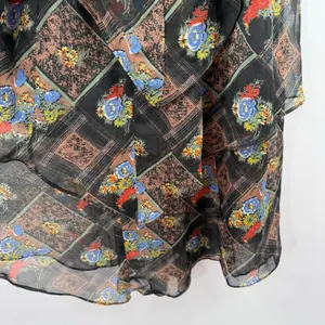 Free People Dress SZ 6 Daisy Chain Floral Plaid Chiffon Tiered Ruffle Sheer Boho thumbnail 13