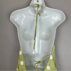 NWT Lulus‎ Halter Mini Dress The Best Spot Green Polka Dot Satin Medium Backless thumbnail 10
