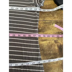 Calvin Klein Dress Sz 12 Striped Short Sleeve Green Olive Knee Length Minimalist thumbnail 11