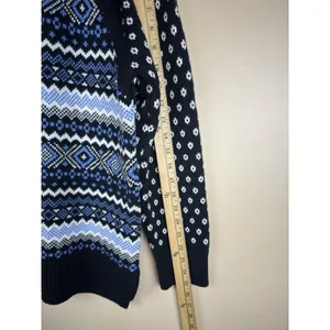 T by Talbots Fair Isle Thermolite Snap Mockneck Sweater Black/Blue Womens M NWOT thumbnail 9