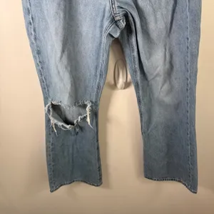 American Eagle Highest Rise‎ 90s Flare Jeans Light Wash Distressed Womens 8 thumbnail 4