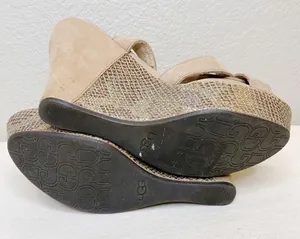 UGG Arian Snake Platform Wedge Ankle Wrap Tan Leather Sandals Womens Size 7.5 thumbnail 14
