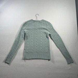 Abercrombie & Fitch Women’s M Green Cable Knit Crewneck Sweater Long Sleeve thumbnail 10
