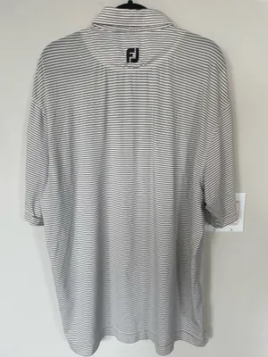 Footjoy Mens Short Sleeve Stripes Polo Golf Shirt Size Large Black/White thumbnail 2