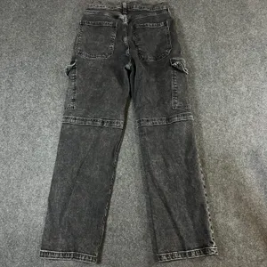 Gap Womens Cargo Jeans Washed Black High Rise Straight Leg Utility Pants 27 4S thumbnail 2