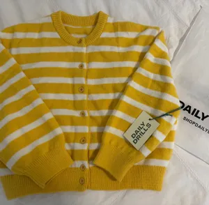Daily Drills Sunny & White Stripe Button Up Sweater thumbnail 1