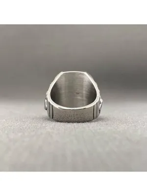 Turquoise Inlaid Skull Men's Stainless Steel Ring Size 9 🦩 thumbnail 4