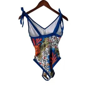 Floral Tie Strap One Piece Swimsuit - Beach Vacation Resort‎ Wear Summer thumbnail 7