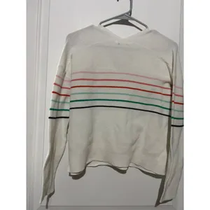 Carve Designs Womens Organic Cotton‎ V-Neck Striped Sweater Cream Multi Large thumbnail 9