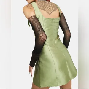 NWT‎ Current Mood green satin mini dress small thumbnail 5