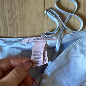 Victoria's Secret Sky Blue Satin Pajama Set thumbnail 2