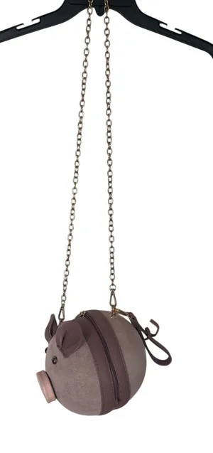 Pink Mauve PU Suede Pig Shoulder Wrist Hand Bag Cosmetic Handbag Purse thumbnail 1