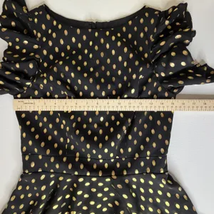 NWT‎ IEENA Mac Duggal Black Gold Metallic Polka Dot Ruffle Dress Size 4 Classic thumbnail 13