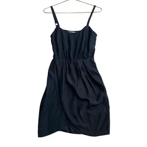 Amanda Uprichard Size‎ S Tulip Hem Mini Dress Black Silk Spaghetti Strap LBD thumbnail 8