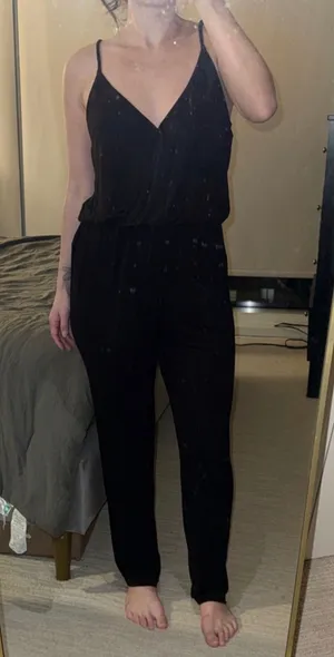 Forever 21 Elegant Black V-neck Spaghetti Strap Jumpsuit thumbnail 1