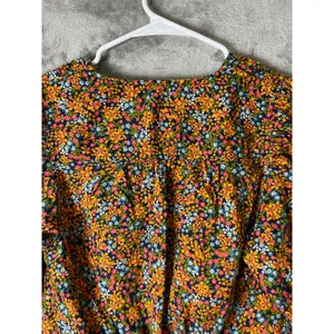 Free People Floral‎ Peplum Blouse Women's Small Puff Sleeve Button Front Boho thumbnail 4