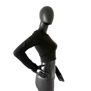 Gym Top T-shirt Crop Top Blouse Cover Up Tee Long Sleeve Sport Tee Slim Fit Top thumbnail 2