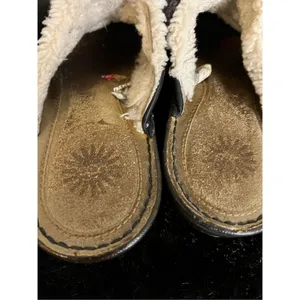 UGG Australia Opaline Black Leather Purple Black Tweed Clog Mule Shoes Size 9 thumbnail 5