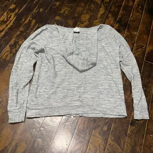 Theory gray full zip L elevated basics minimalist luxe hoodie thumbnail 2