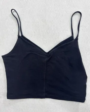 Hollister Womens Black V Neck Cropped Cami Top Spaghetti Strap Size M Minimalist thumbnail 1