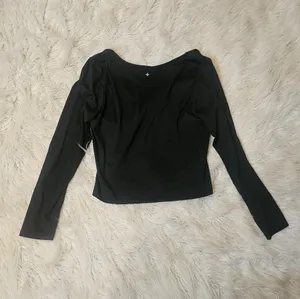 HALARA Black Long Sleeve Wrap-Front Top thumbnail 3
