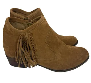 Minnetonka 1523 Blake Boot Brown Side Zipper and Fringe women’s size 8.5 thumbnail 1