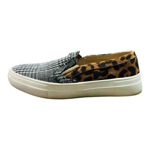 Mata Slip On Sneakers Womens 7.5 Plaid‎ Leopard Print Mixed Media Low Top Shoes thumbnail 3