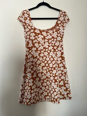 Altar'd State Brown Floral Mini Dress Small Y2k Coquette Summer Baby Doll Picnic Cottagecore thumbnail 4