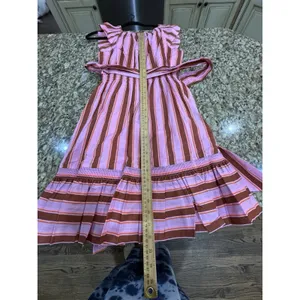 $298 Kate‎ Spade Calais Pink Stripe Ruffle Flutter Dress Size Small Belted!! thumbnail 9