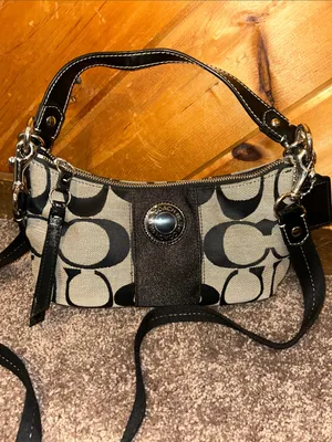 Coach legacy stripe Vintage 2000s monogram shoulder bag w long strap thumbnail 3