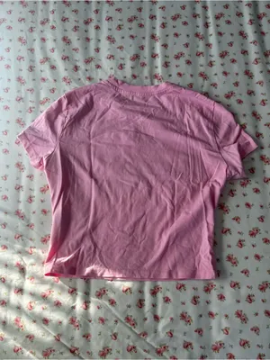 Pink 'Angel' Graphic Crop Baby Tee thumbnail 2