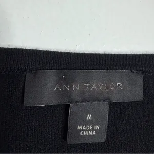 Ann Taylor Black Sweater Square Neckline Medium Soft Casual‎ Minimalist Office thumbnail 3