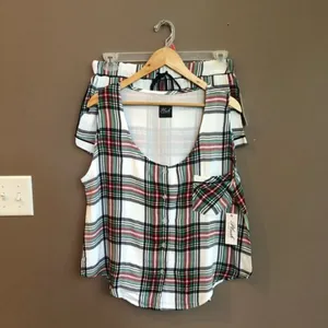 NWT Plush Apparel Plaid 2‎ Piece Pajama Set Small Red thumbnail 4