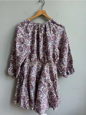 J. Crew NWT Palermo Linen Smocked Waist Bouquet Floral Purple Printed Medium thumbnail 10