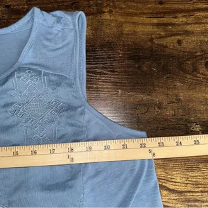 Style and Co Top Womens Blue 2X Sleeveless Embroidered Rayon Blouse thumbnail 3