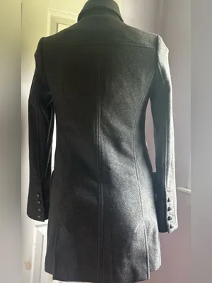 ZARA WARM WEAR TRF Gray Wool Double-Breasted 9 Button Side Pockets Pea Coat Sz M thumbnail 3