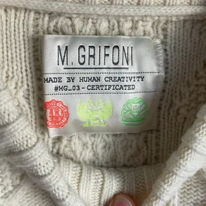 Mauro Grifoni Cream 100% Merino Wool Cableknit Fisherman Heritage Sweater size 6 thumbnail 3