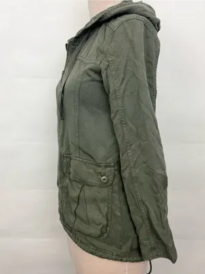 American Eagle Small 100% Lyocell Military Utility Hood Jacket Olive Green XS thumbnail 2